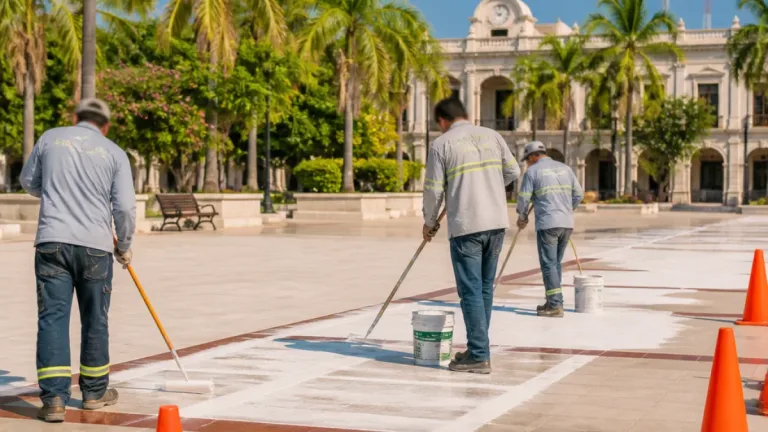 Ayuntamiento refuerza mantenimiento de plazas en Ciudad del Carmen para uso público digno