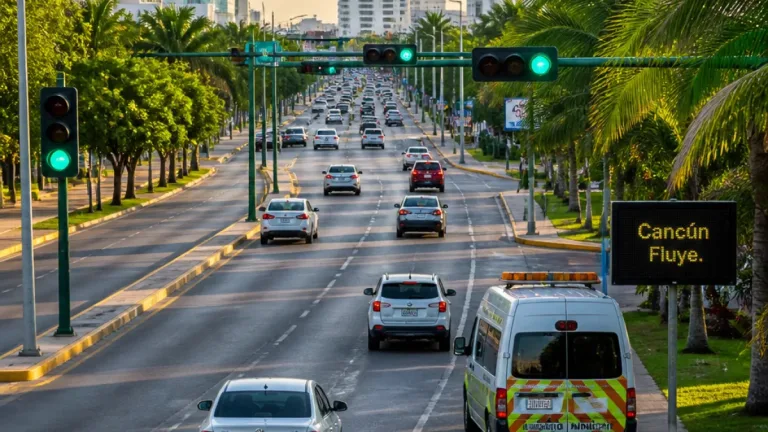 Cancún amplía sincronización semafórica de "Cancún Fluye" para agilizar tráfico en el centro