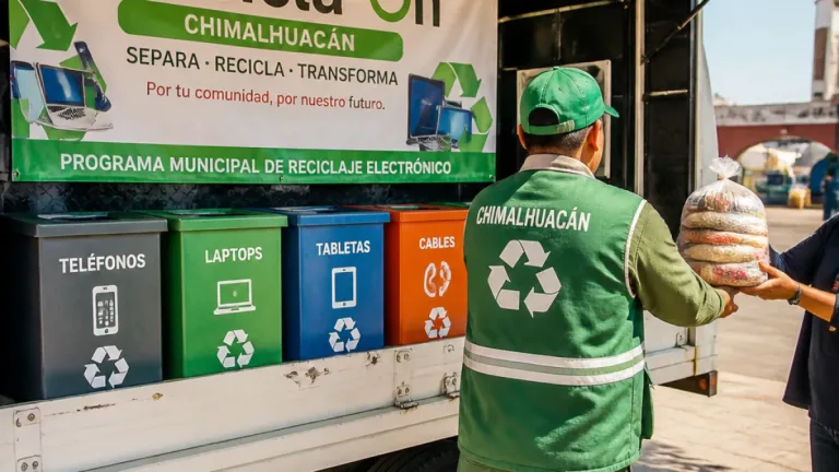 Chimalhuacan pone en marcha 'Recicla‑On' para recoger residuos electrónicos y canjearlos por alimentos