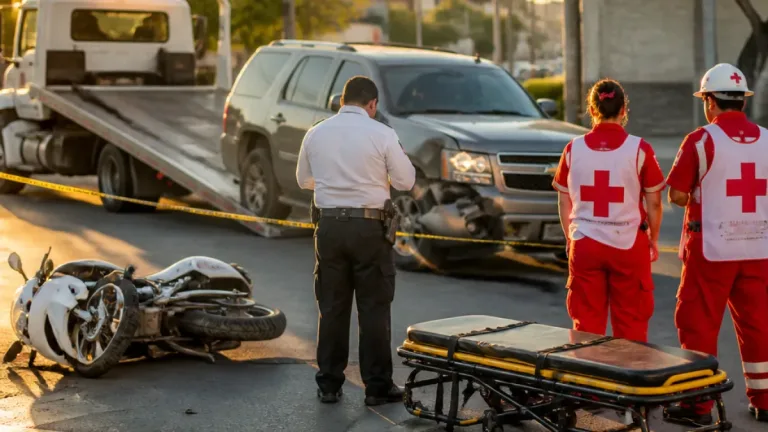 Choque frente a la Policía de Lerdo deja a un motociclista lesionado y a la conductora detenida