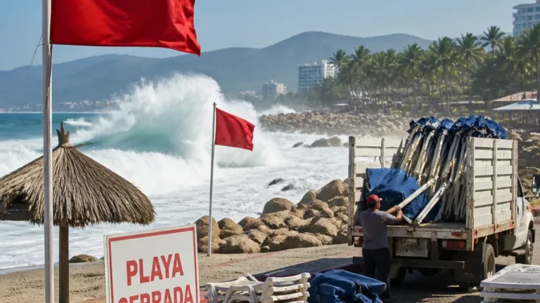 Cierran playas de Colima por olas de hasta 7 metros ante el huracán Polo