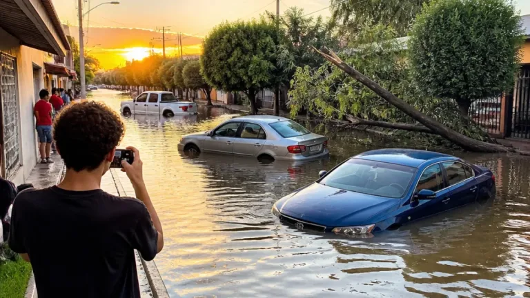 Ciudad Obregon: lluvia causa inundaciones y un video viral con tono de humor en Casa Blanca