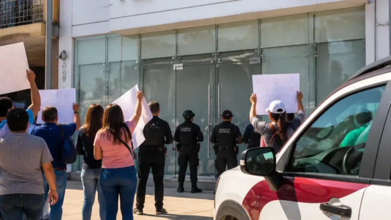 Clientes de Crevi protagonizan protesta en Tampico por pagos y vehículos no entregados
