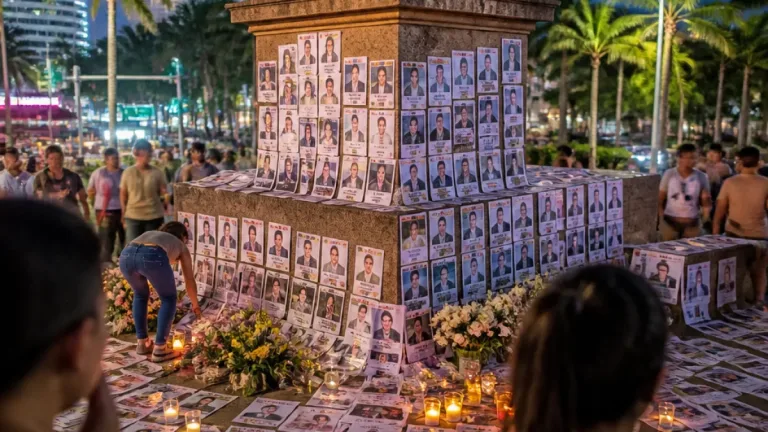 Colectivos colocan fichas de desaparecidos en La Diana para visibilizar casos en Acapulco
