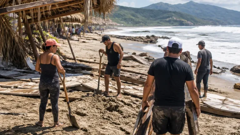 Colima: comerciantes de El Paraíso inician limpieza y reparaciones tras el paso de Polo