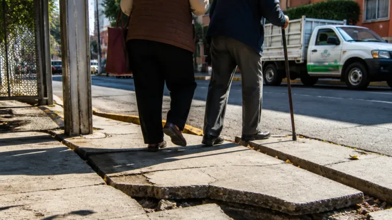 Denuncian adultos mayores en Nezahualcóyotl por el mal estado de banquetas que limita su movilidad