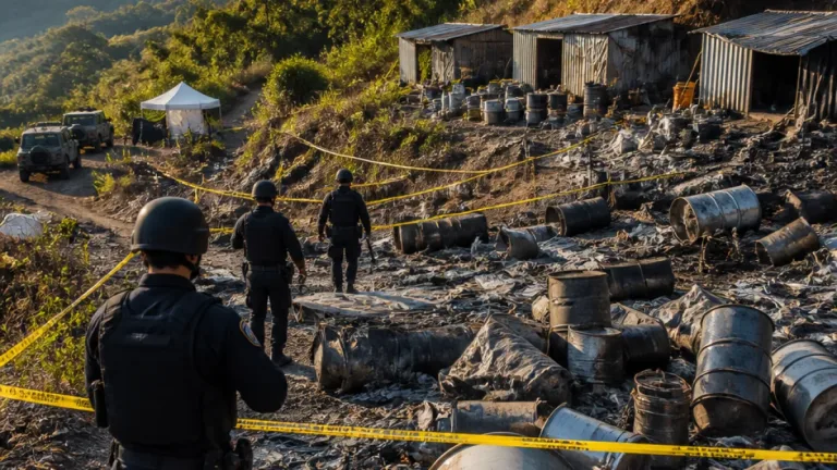 Desmantelan cuatro narcolaboratorios en Guerrero y Michoacán; aseguran más de 10 toneladas de químicos