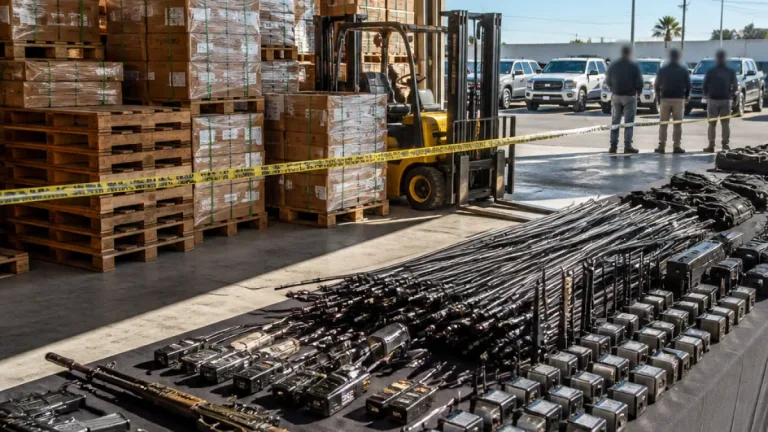 Desmantelan presunta célula de robo al autotransporte; nueve detenidos y 297 tarimas aseguradas