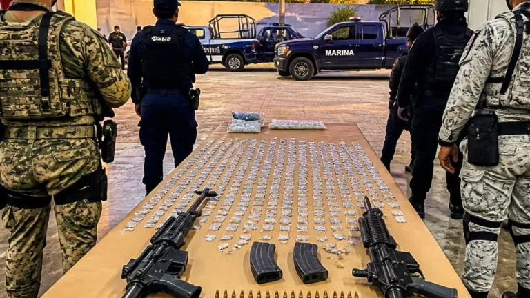 Detienen en Colima a dos hombres y una menor presuntos integrantes de “Los Mezcales”; aseguran armas y droga