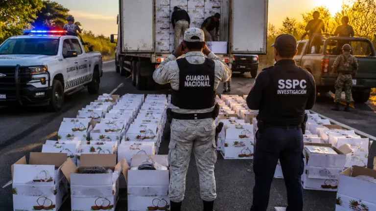Detienen en Huimanguillo a conductor con casi dos toneladas de droga ocultas en cajas de dulces