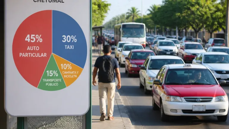 Estudio revela que taxis y autos dominan la movilidad en Chetumal; transporte público cae al 10.9%