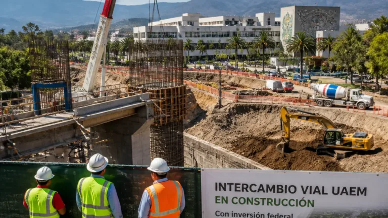 Gobernadora supervisa en Cuernavaca el nuevo distribuidor vial de la UAEM