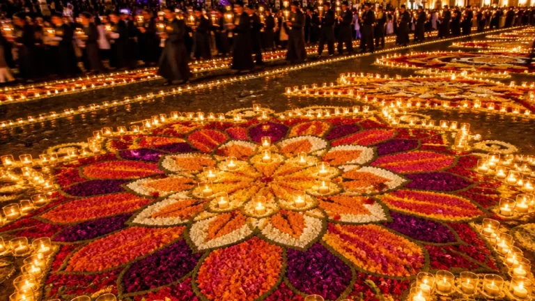 Huamantla vive una velada de velas y tapetes en la Corrida de las Luces