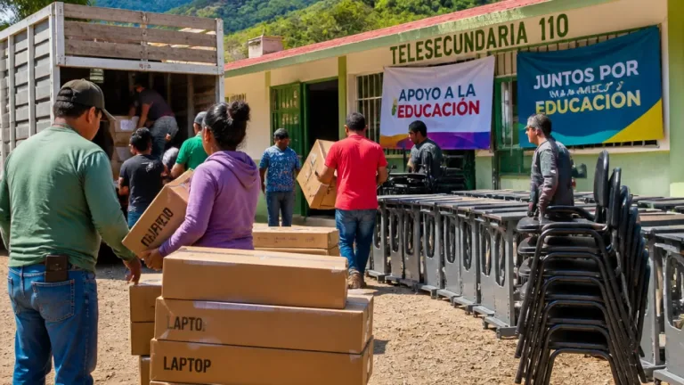 IHE entrega computadoras y mobiliario a escuelas de la Sierra Alta para fortalecer la educación básica