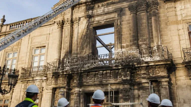 INAH inicia peritaje del Palacio Legislativo tras incendios y detonaciones en el Centro Histórico