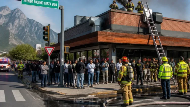 Incendio en restaurante obliga a evacuar a 150 personas en Monterrey