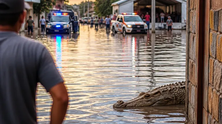 Lluvias en Ciudad Madero dejan inundaciones y la aparición de cocodrilos en zonas habitadas