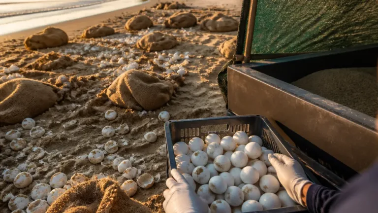 Más de 9 mil huevos de tortuga mueren tras ser hallados en costales en santuario de Oaxaca