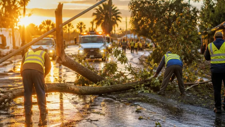 Mexicali atiende reportes por chubascos y rachas de viento; hay árboles y postes caídos
