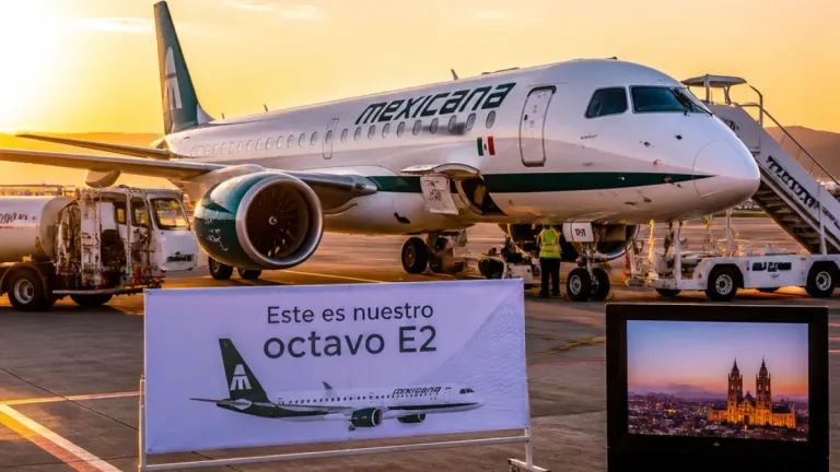 Mexicana incorpora su octavo Embraer E190-E2 y prepara conexión desde AIFA a Zacatecas