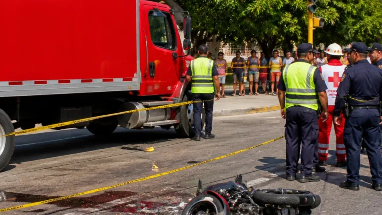 Muere motociclista tras ser arrollada por camión en Playa del Carmen