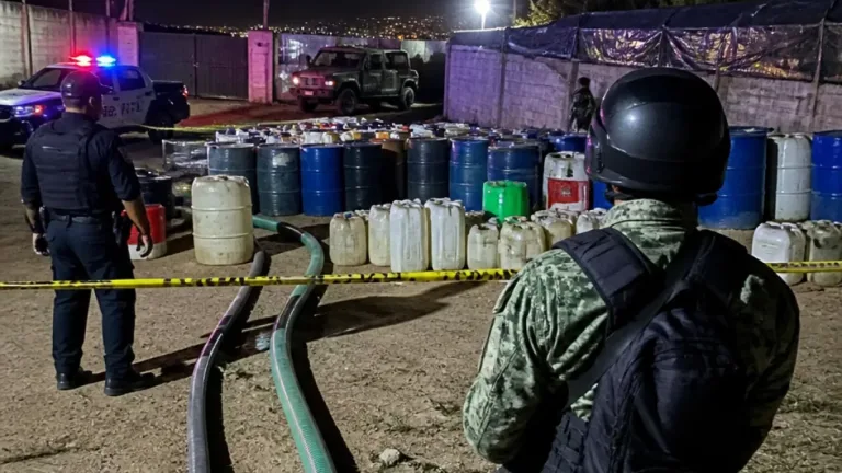 Pachuca: Aseguran más de 20 mil litros de huachicol en inmueble de Santiago Tlapacoya