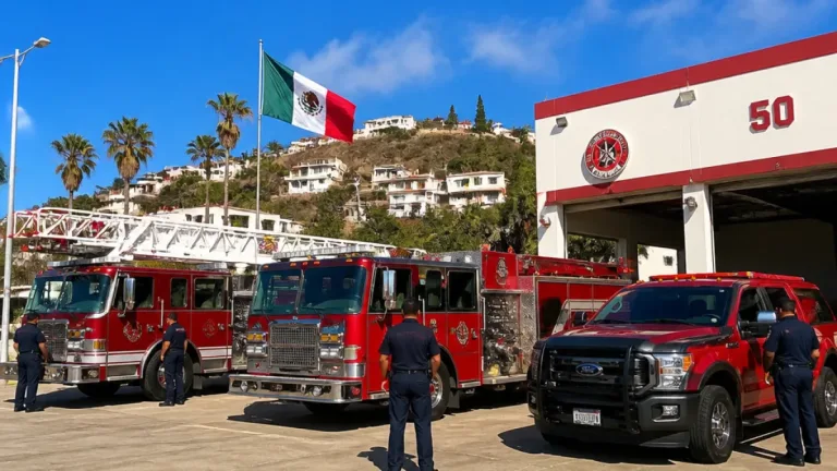Playas de Rosarito refuerza a Bomberos con camión escalera, autobombas y unidad de comando