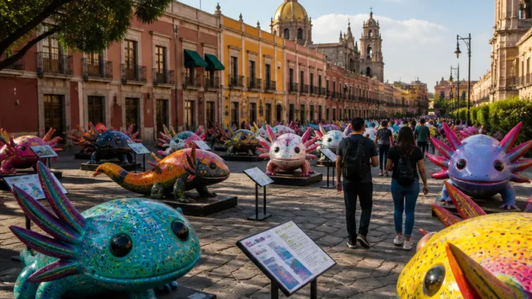 Plaza Tlaxcoaque se llena de ajolotes gigantes: exposición gratuita hasta finales de septiembre