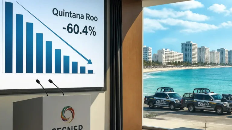 Quintana Roo registra caída de 60.4% en el promedio diario de homicidios dolosos: tercer lugar nacional