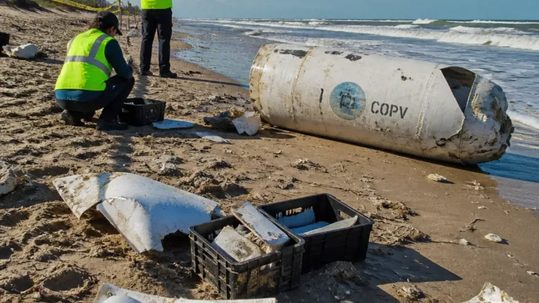 Residuos de lanzamientos de SpaceX llegan a playas de Tamaulipas; Playa Bagdad, la más afectada