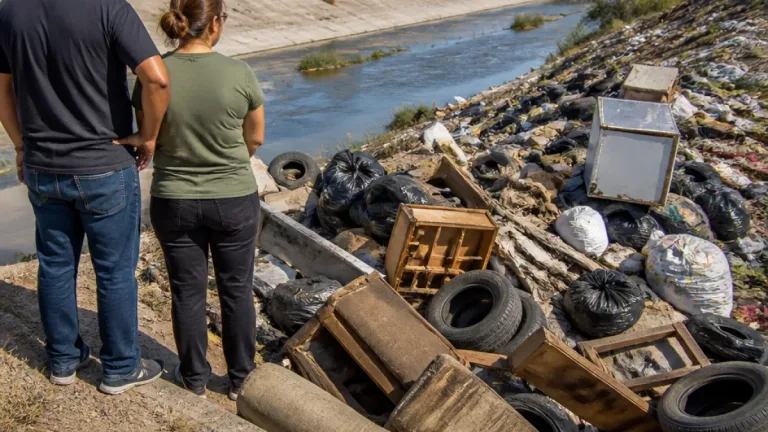 Reynosa: vecinos alertan por tiraderos de basura y llantas alrededor del dren