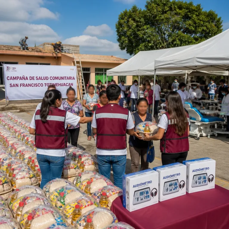 SEDIF entrega miles de canastas y audiómetros en Totimehuacan para fortalecer atención comunitaria
