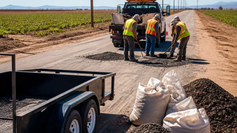 San Luis Rio Colorado: Ayuntamiento refuerza bacheo en carreteras rurales mientras espera material estatal