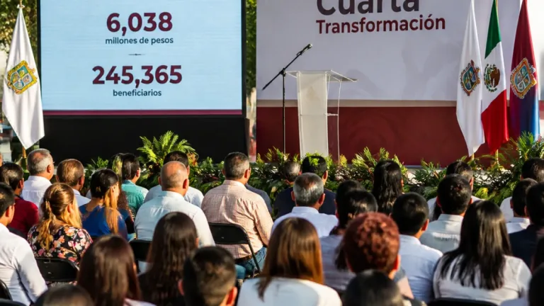 Sheinbaum defiende la Cuarta Transformación y presenta cifras de inversión social en Colima