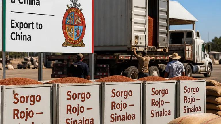 Sinaloa envía primeros contenedores de sorgo rojo a China en acuerdo por 1.2 millones de toneladas