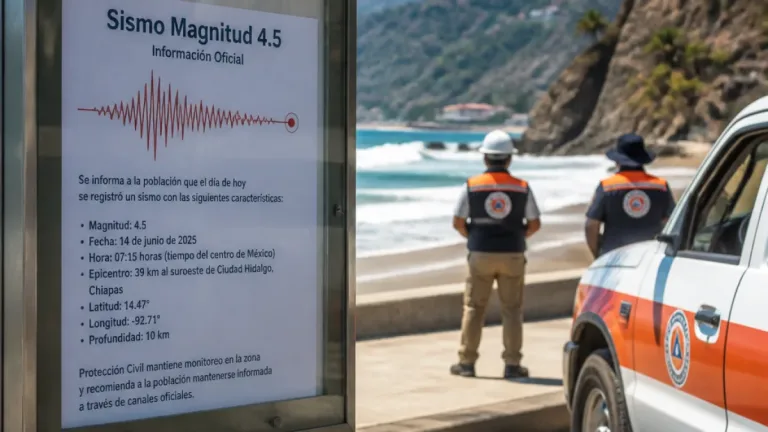 Sismo de magnitud 4.5 sacude costas cercanas a Ciudad Hidalgo; sin reportes de daños