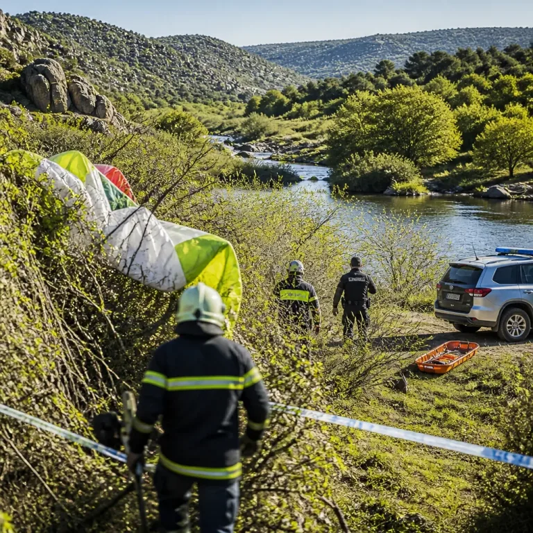 Parapentista muere en Montánchez; otro piloto rescatado tras quedar atrapado en zarzales