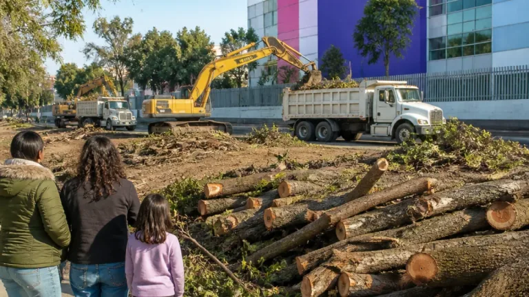 Tlalnepantla: obras de la Línea V del Mexibús generan tala de casi 200 árboles en Gustavo Baz