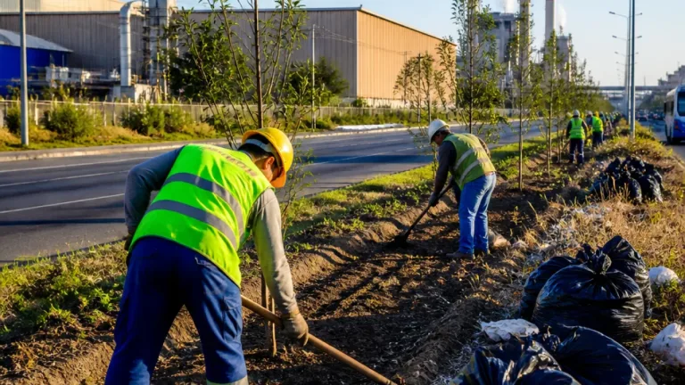 Toluca: Empresas impulsan reforestación y limpieza del camellón en zona industrial