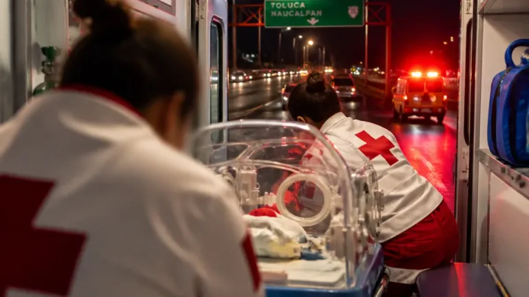 Toluca: nace una bebé dentro de una ambulancia de la Cruz Roja en la autopista Toluca–Naucalpan