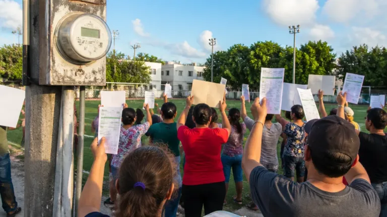 Vecinos de Tres Reyes en Cancún exigen a la CFE explicación por cobros en medidores colectivos