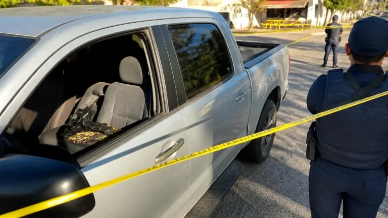 Zapopan: aseguran camioneta con armas cerca de taquería donde ocurrieron dos homicidios