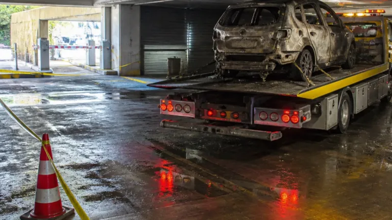 Auto in brand in parkeergarage Q-Park Drievriendenhof in Dordrecht; garage tijdelijk gesloten