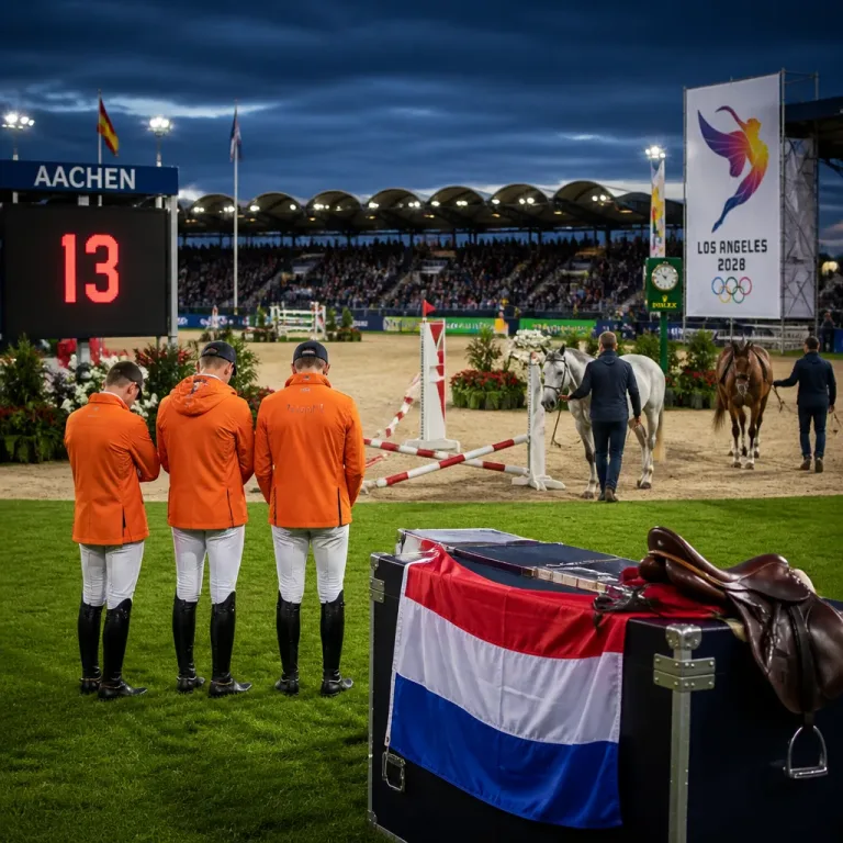 Nederlandse springruiters missen bij WK in Aken directe Olympische kwalificatie na teleurstellende eerste manche
