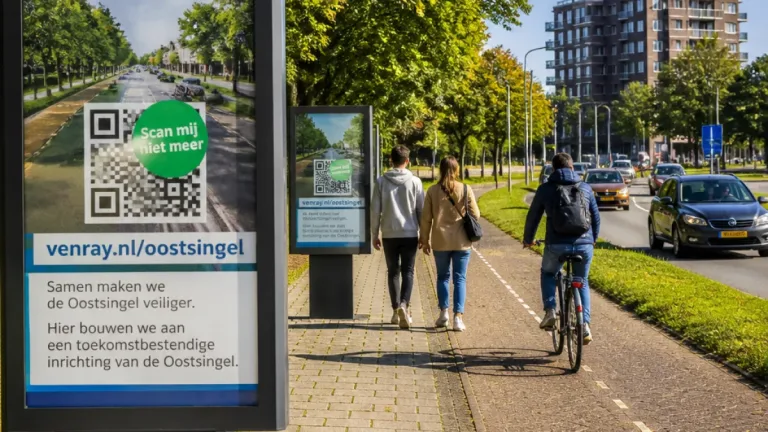 Venray past borden aan na kritiek op zeer grote QR-codes langs de Oostsingel