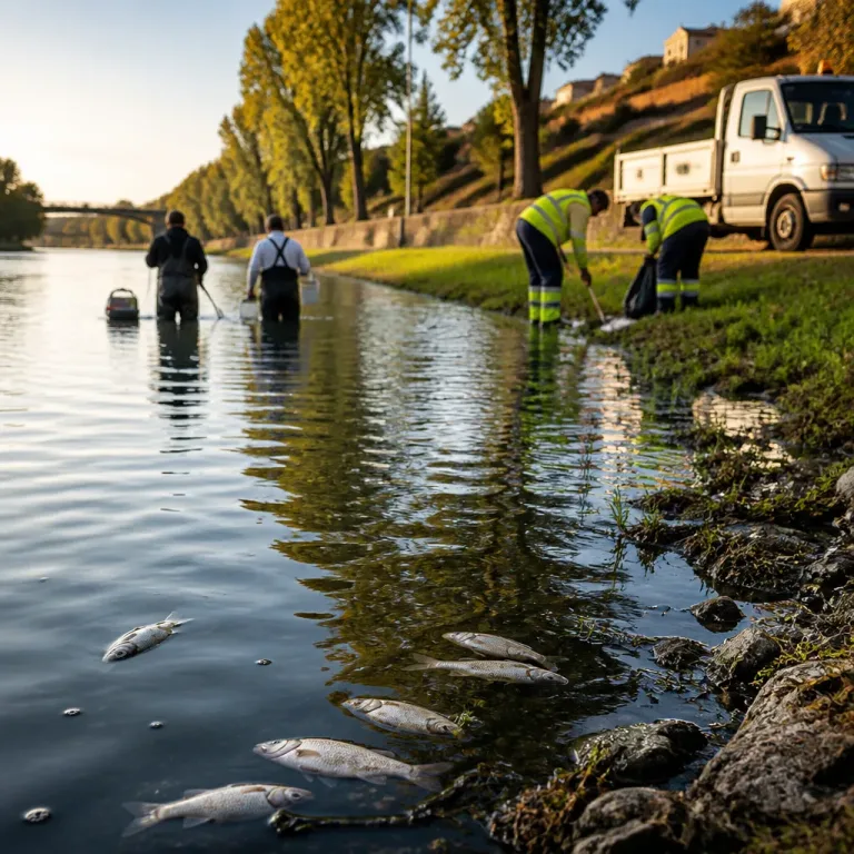 GNR e serviços municipais investigam morte de peixes no rio Corgo, em Vila Real