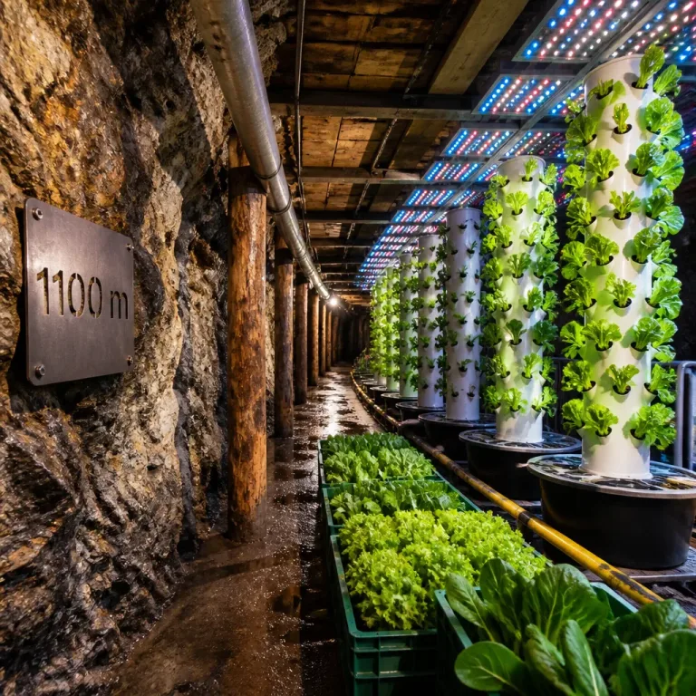 Investigadores testam cultivo subterrâneo em mina britânica para reduzir custos da agricultura vertical