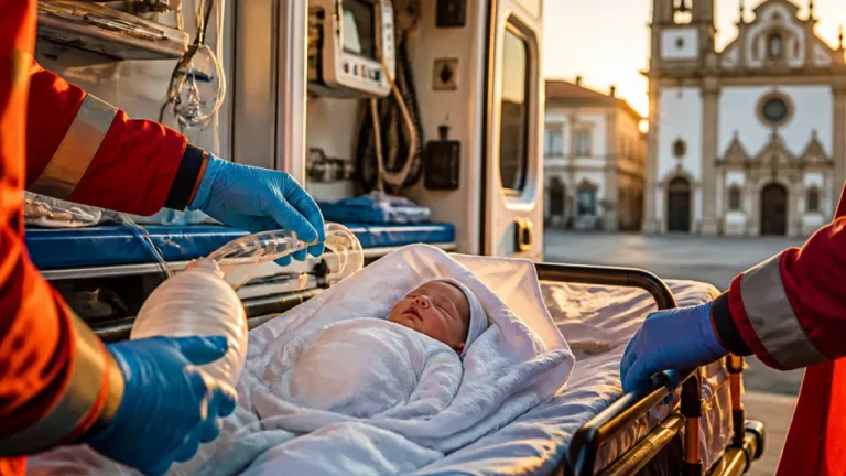 Bombeiros de Alcobaça assistem parto a bordo de ambulância e transportam mãe e bebé para Caldas