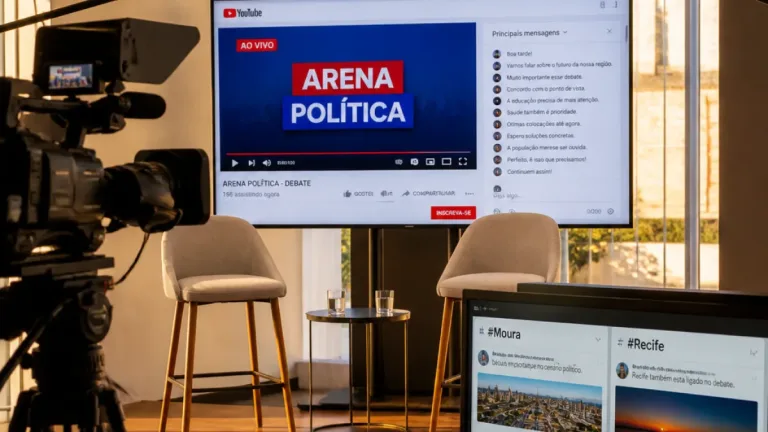Debate entre Eduardo Moura e Liana Cirne com transmissão que pode ser seguida em Moura