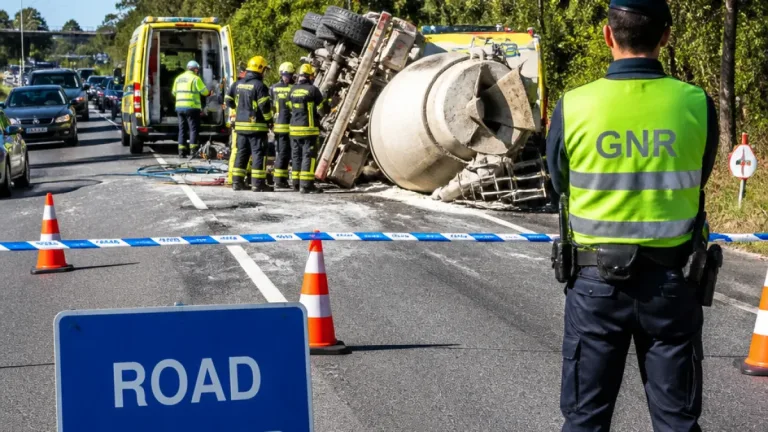 Despiste de camião-betoneira em Ovar provoca ferido e condicionamento da EN223